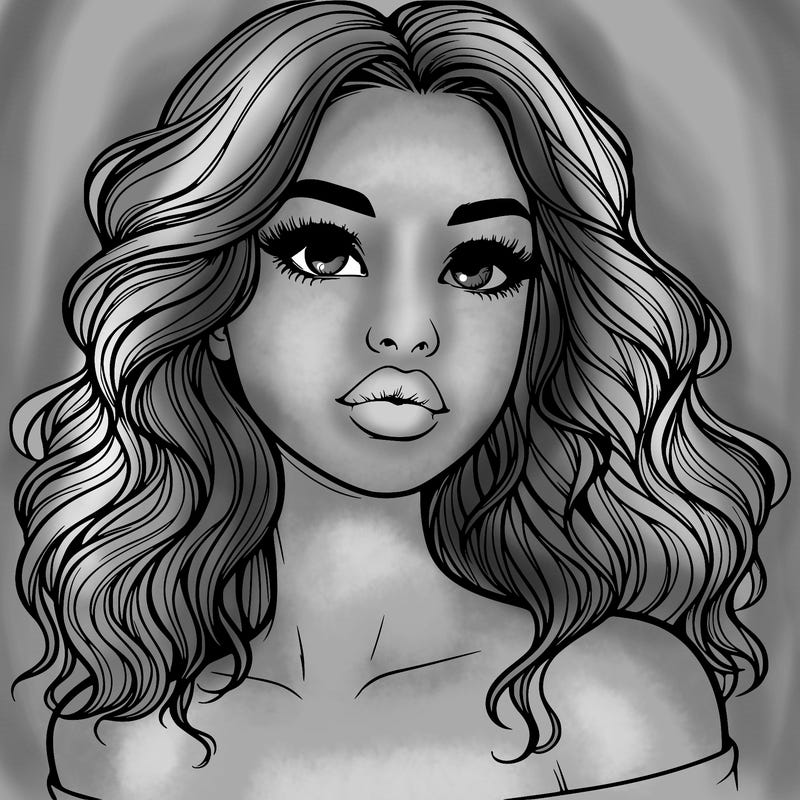 realistic girl with wavy hair and lips