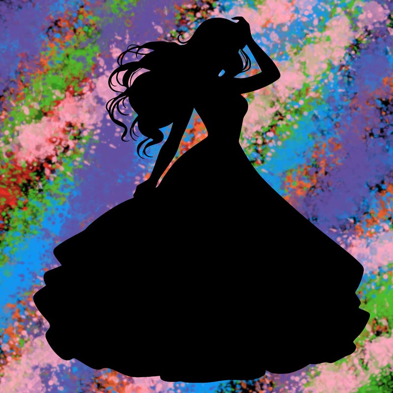 realistic woman with dress flowing in the wind