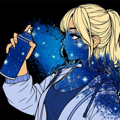 a realistic girl spray, painting