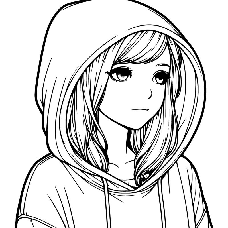 realistic girl with hoodie