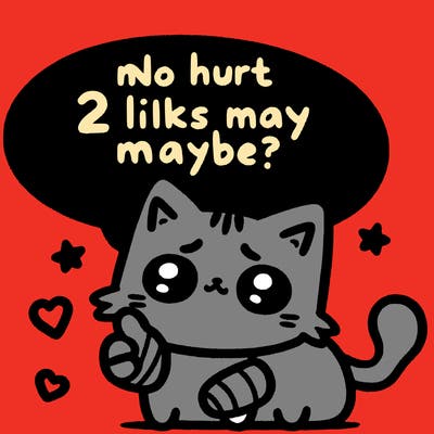cute cat thats been hurt saiying 2 likes maybe