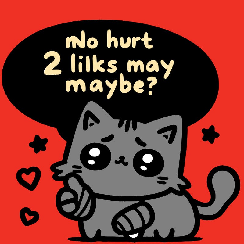 cute cat thats been hurt saiying 2 likes maybe