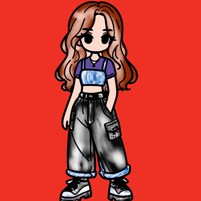 girl in crop top and baggy pants