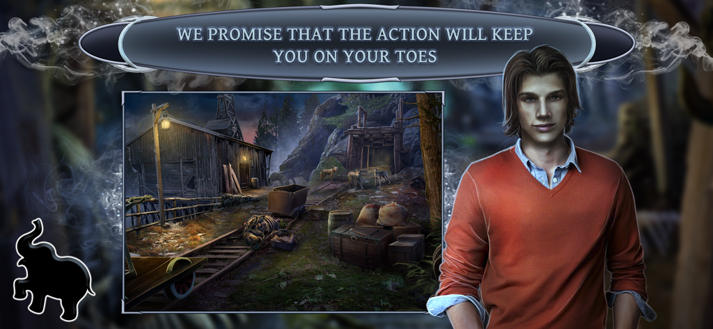 Paranormal Files 2・Tall Man - Detective Rick Rogers and a spooky forest scene with an old mine and wolves