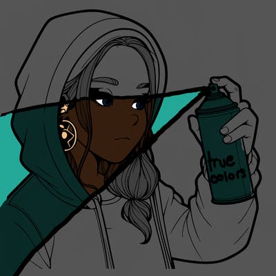 a realistic girl, spray painting