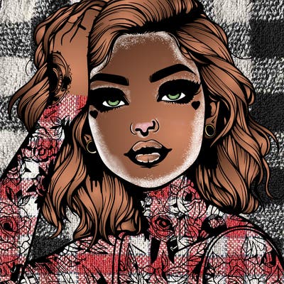 realistic girl with tattoos all over