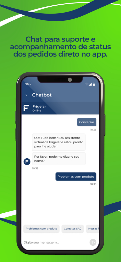 Frigelar - Frigelar app customer support chatbot for tracking orders and technical assistance