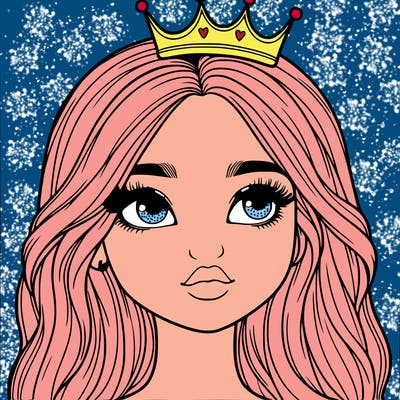a realistic girl with a crown on