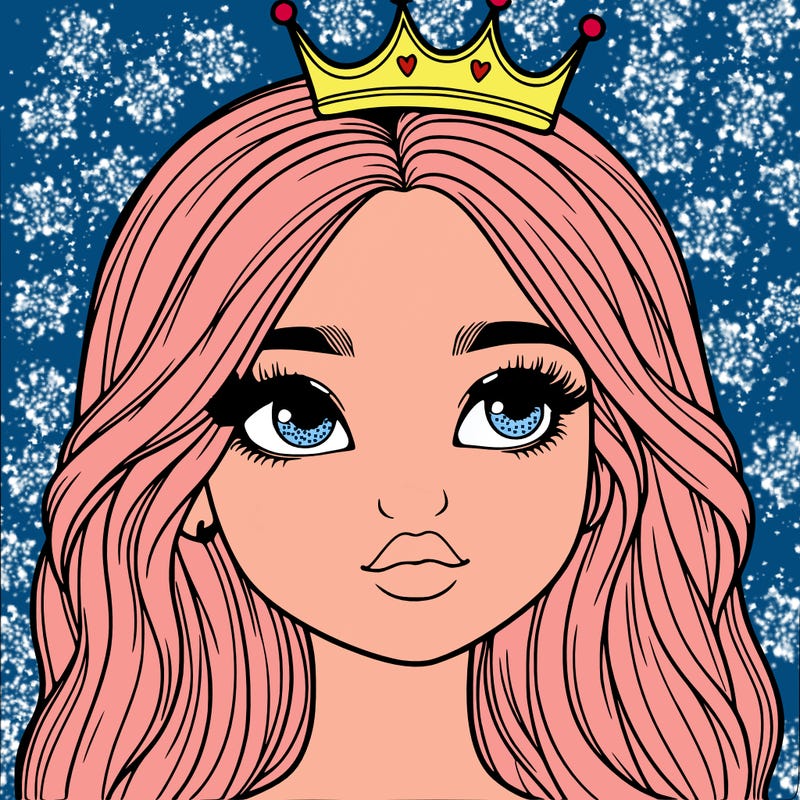 a realistic girl with a crown on
