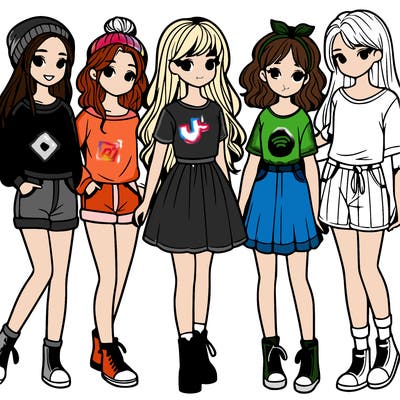 a group of five girls