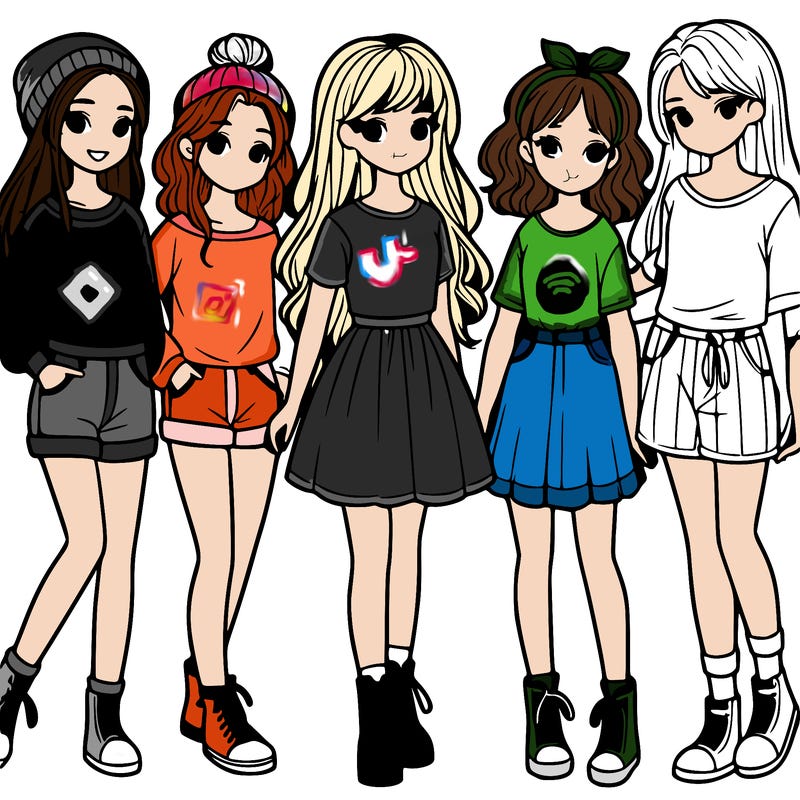 a group of five girls