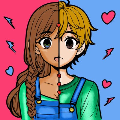 realistic girl boy split