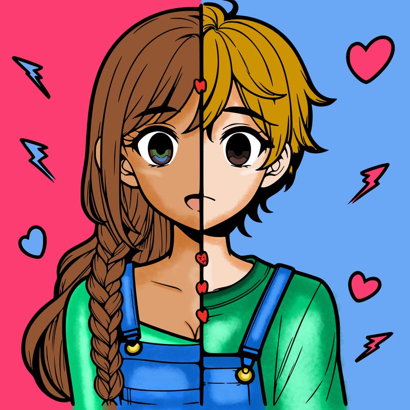 realistic girl boy split