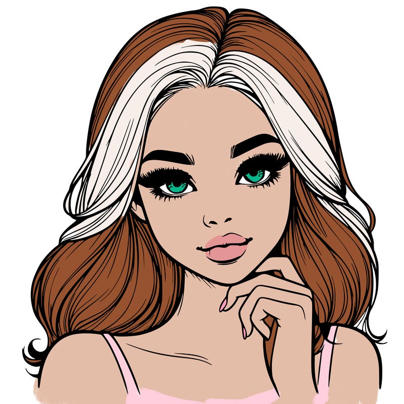 realistic girl with makeup pretty and freckles