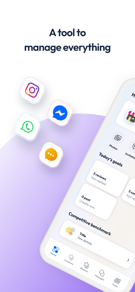 Partoo - Tableau de bord de l'application Partoo pour gérer les avis commerciaux et la messagerie sur les réseaux sociaux