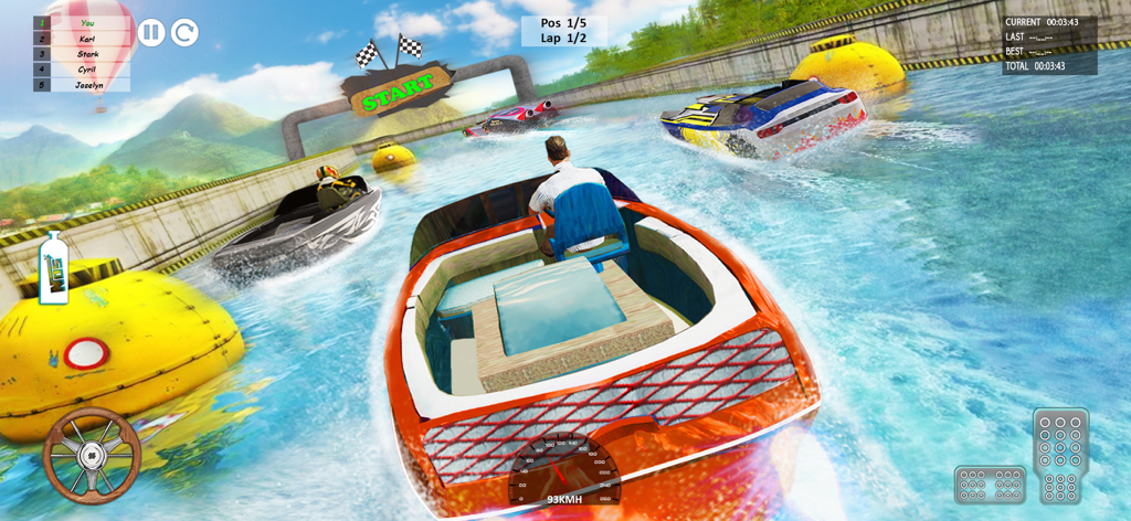 Boat Racing Driving Game 3d - High speed motorboats racing through a water channel in a 3D driving game
