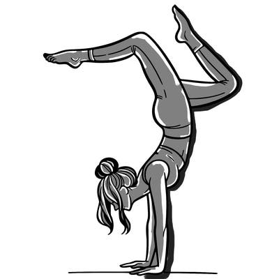 a woman doing a handstand