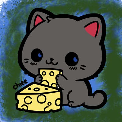 a tiny little kitty cat eating cheese even though the owner is telling him not to
