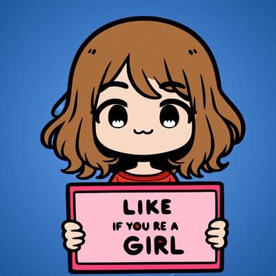 a cute girl holding a sign that says like if you’re a girl