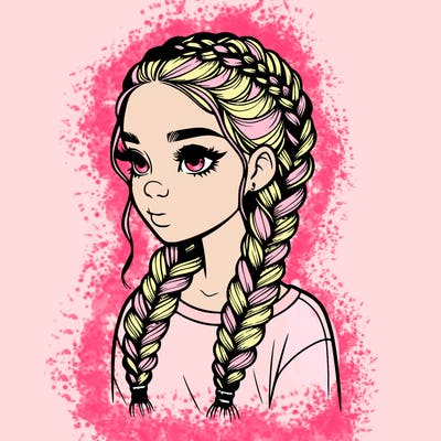 realistic girl with braids