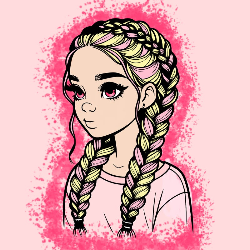 realistic girl with braids