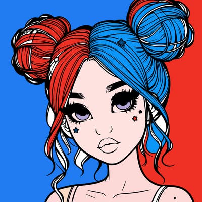 realistic girl with space buns