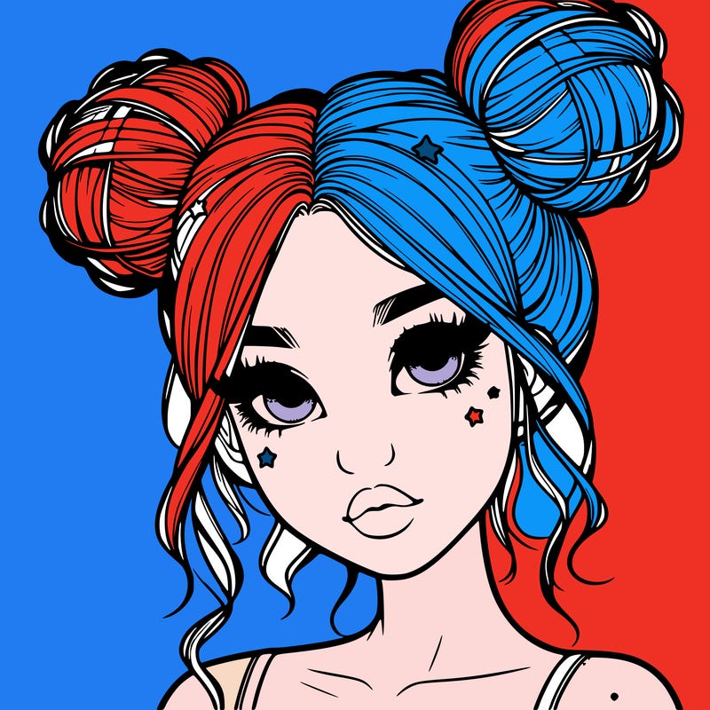 realistic girl with space buns