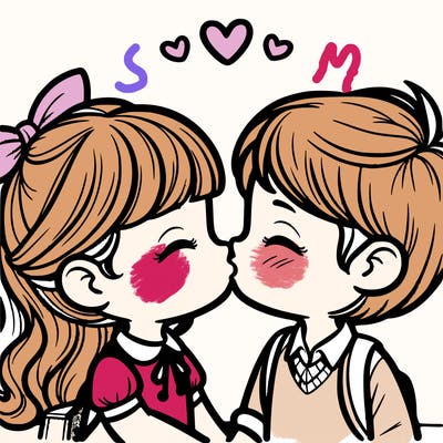 boy and girl kissing