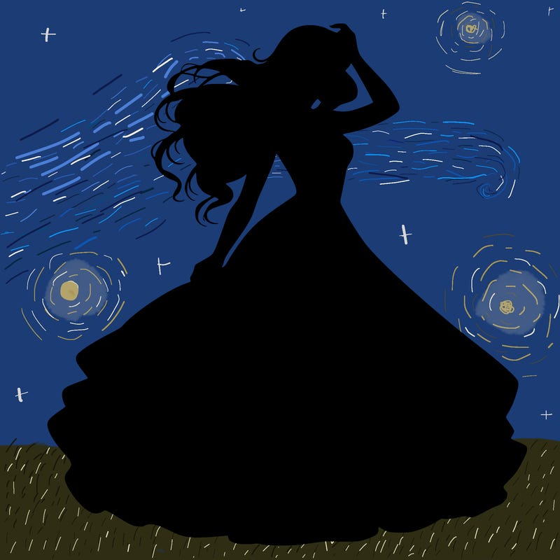 realistic woman with dress flowing in the wind