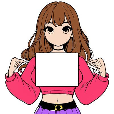 girl holding a blank sign in a long sleeve crop top