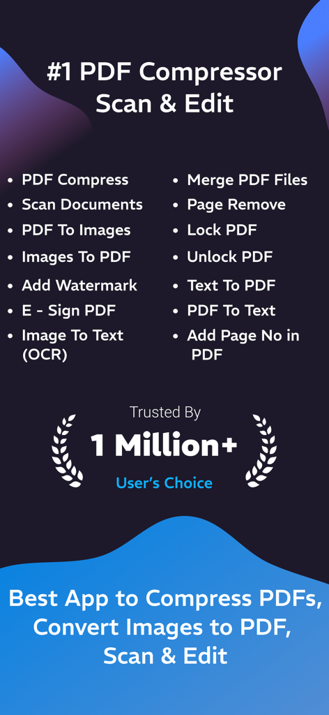 PDF Compressor: Scan & Edit - Panoramica delle funzionalità dell'app Compressore PDF Scansiona e Modifica, inclusa la compressione di file e la scansione di documenti