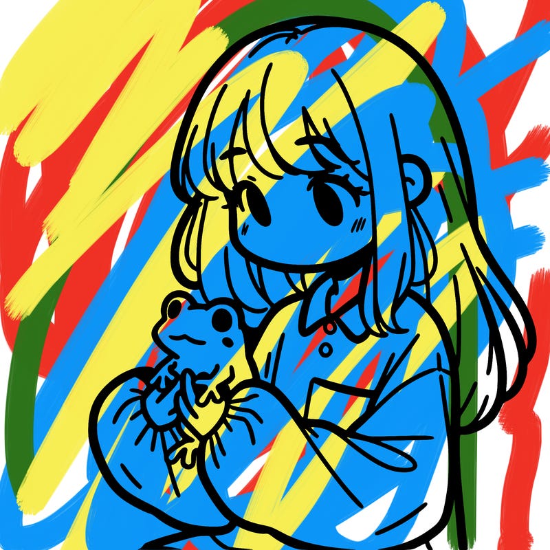 girl with long hair and a oversized shirt. and she is holding a frog