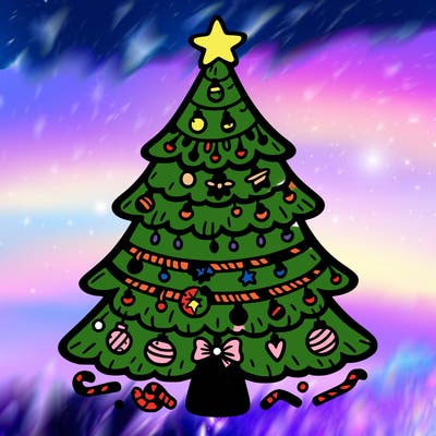 christmas tree with lots of details