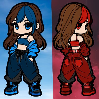 girl in crop top and baggy pants