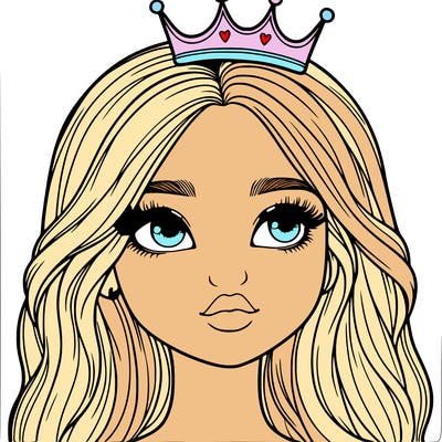 a realistic girl with a crown on