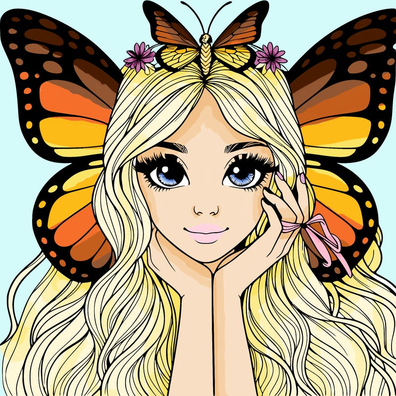 butterfly realistic girl
