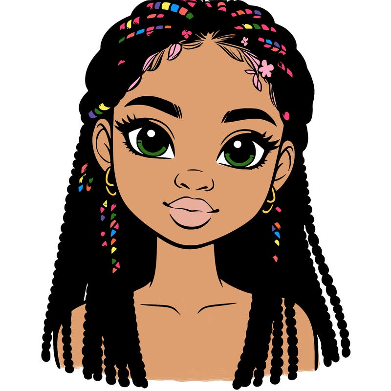 a realistic black girl with braids