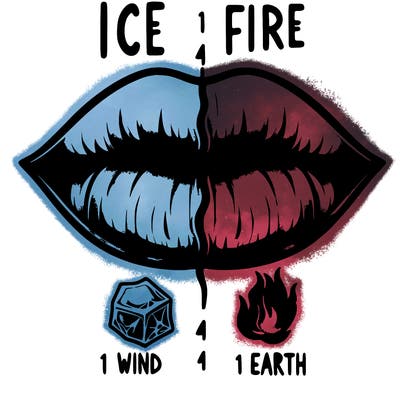 realistic lip split in fourth . 1 fourth ice 1 fire 1wind 1 earth