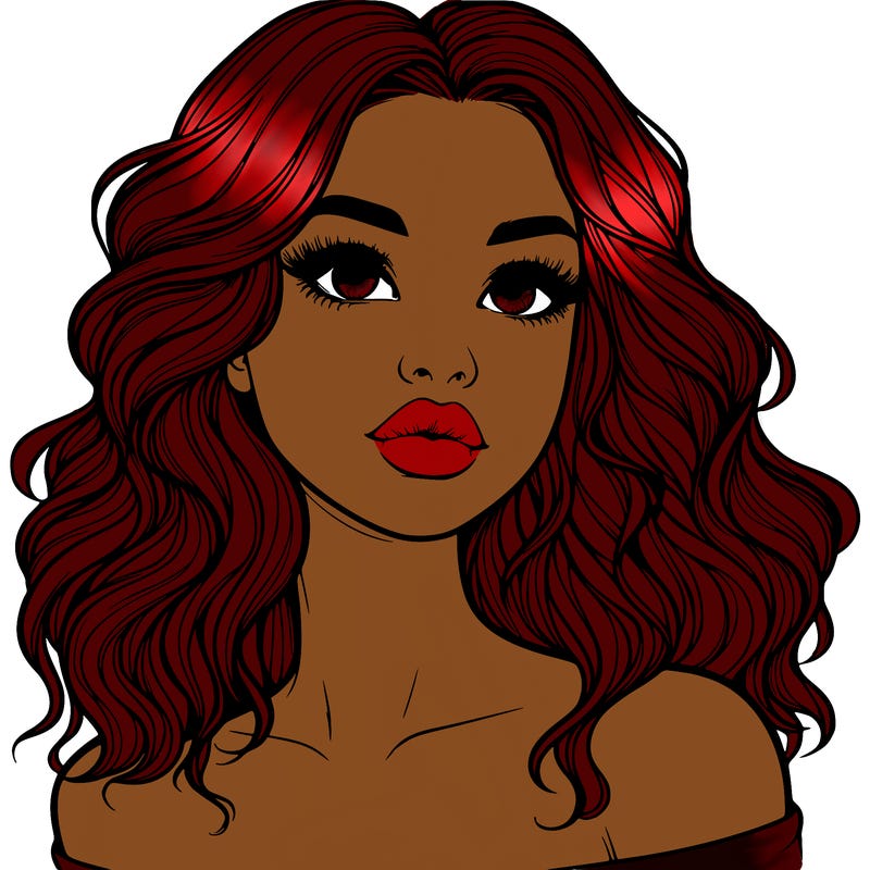 realistic girl with wavy hair and lips