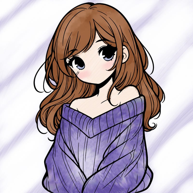 shy pretty girl wearing a sweater that is falling off one shoulder portrait