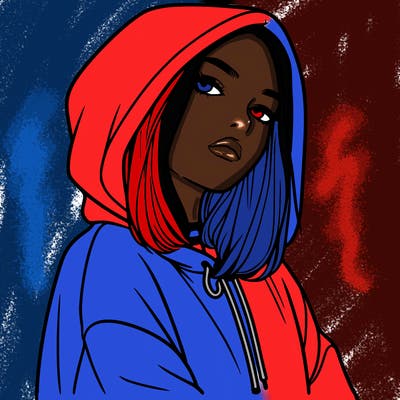 a realistic girl in a hoodie