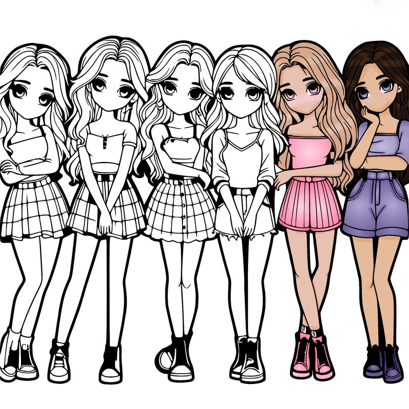 a group of girls realistic