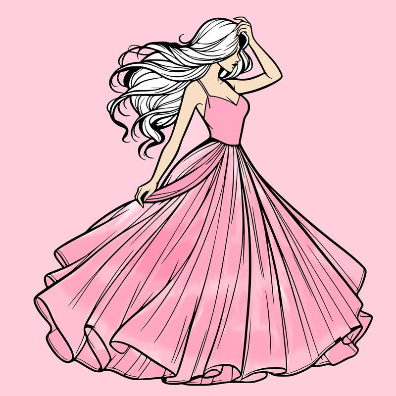 realistic woman with dress flowing in the wind