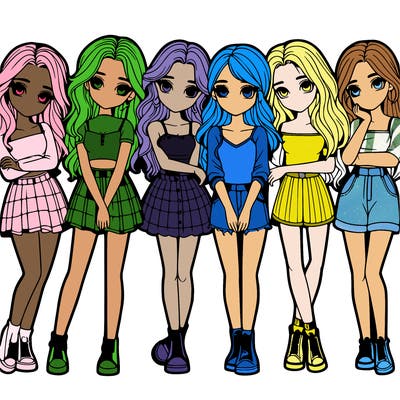 a group of girls realistic