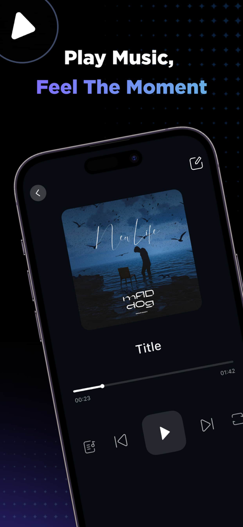 Lyrimusic - Power Your Music - Mobile music player interface of the Lyrimusic app