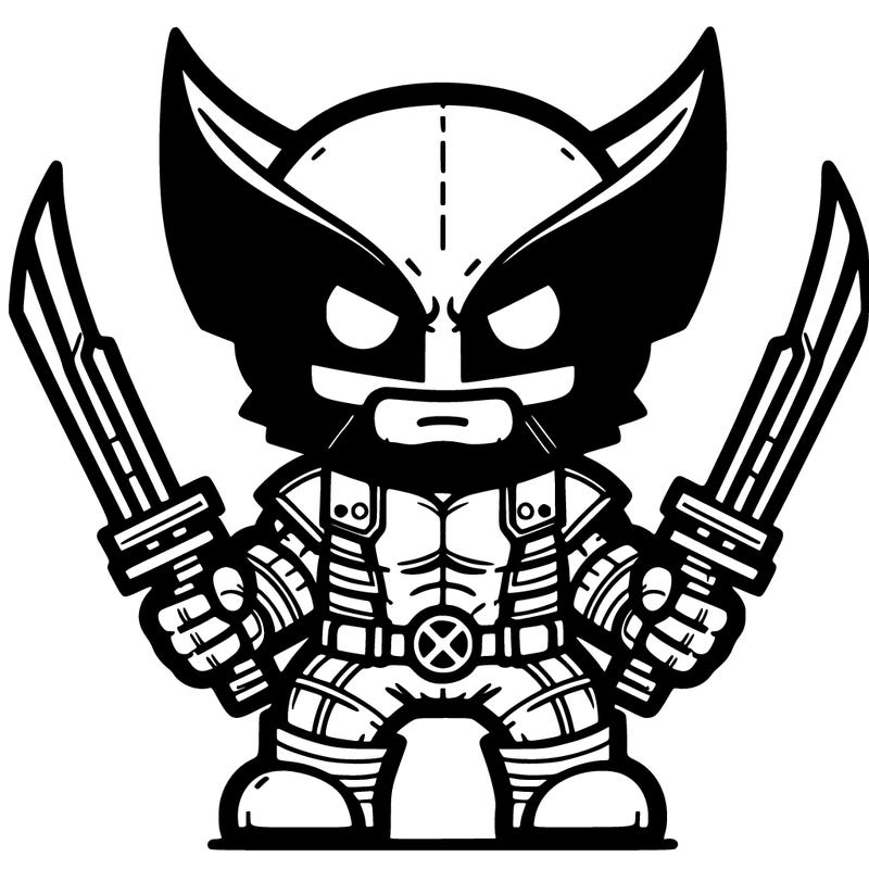 wolverine the xman character with two swords
