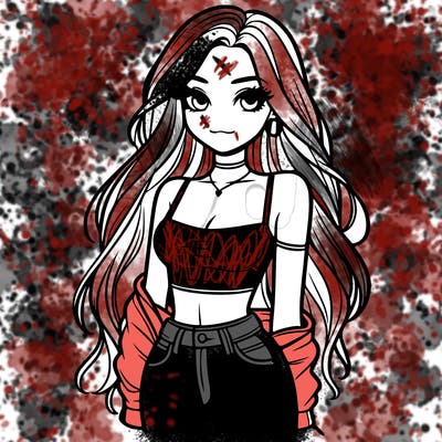 long haired girl with crop top and jeans