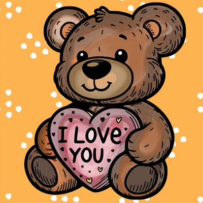 teddy bear holding an i love you heart