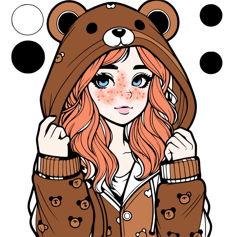 realistic girl in a animal pjs hoodie
