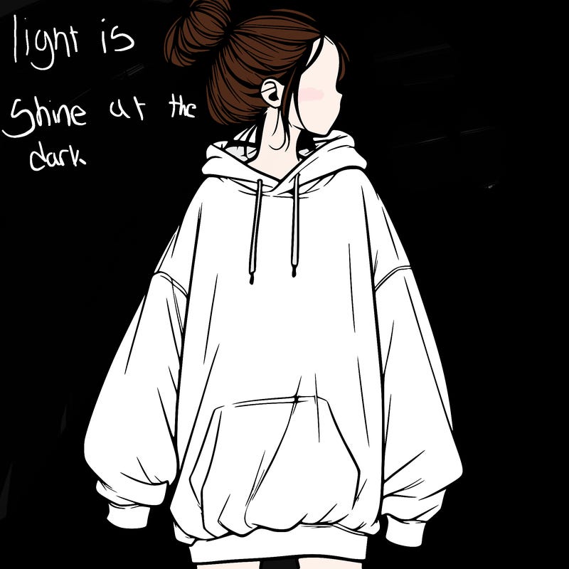 realistic girl with a oversized sweatshirt on and a bun